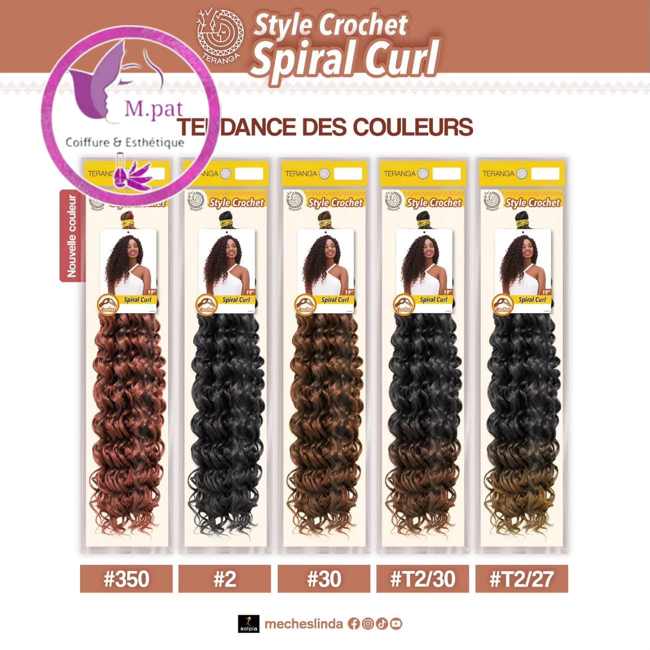 Style Crochet Spiral Curl — gamme couleurs M.PAT