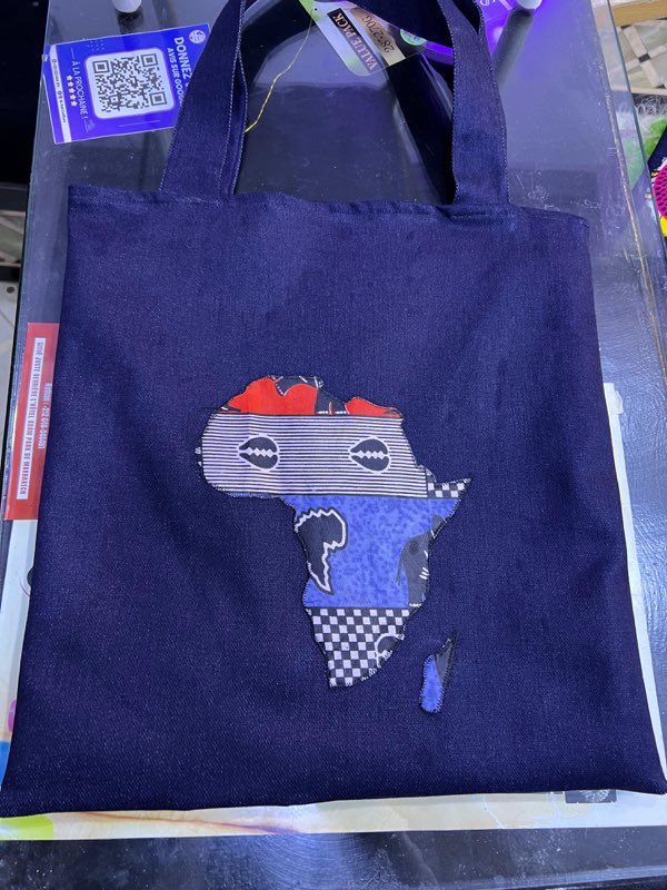 Tote bag motif Afrique bleu — MPAT Couture