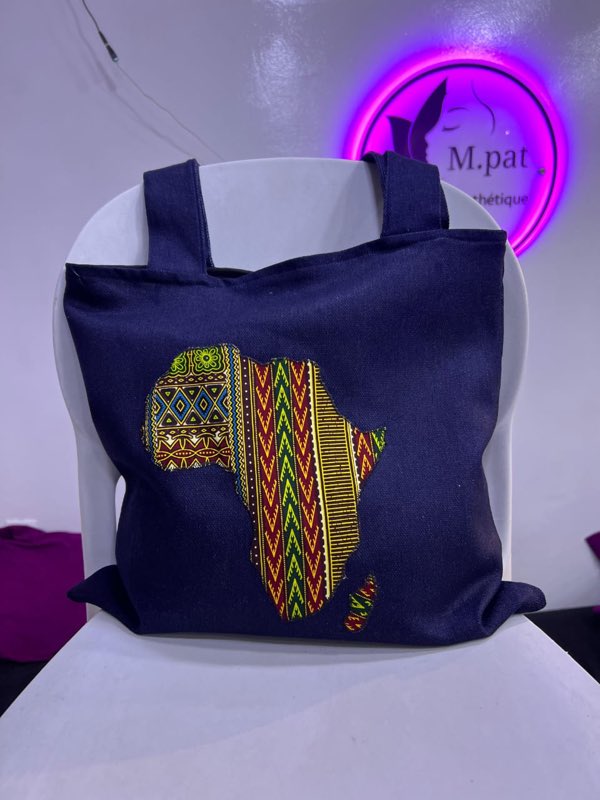 Tote bag carte d'Afrique kente vert & rouge — MPAT Couture