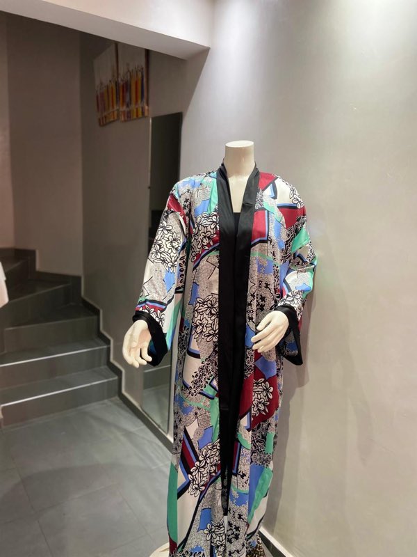Kimono long imprimé multicolore — MPAT Couture