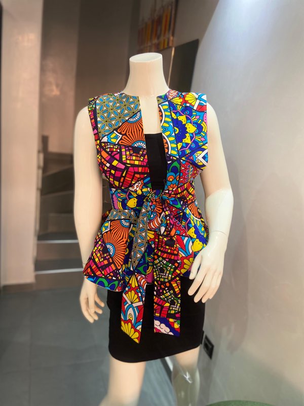 Veste péplum wax colorée — MPAT Couture
